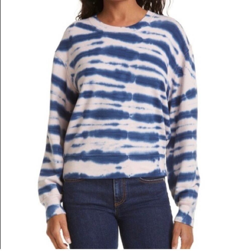 Rails Ramona Pullover Sweatshirt In Striped Indigo Tie Dye Nwt Women's Size Xxs
